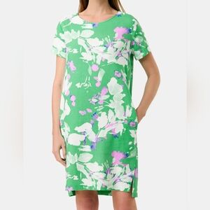US8🍀Taifun Vibrant Green Floral Midi Dress Easter Spring time